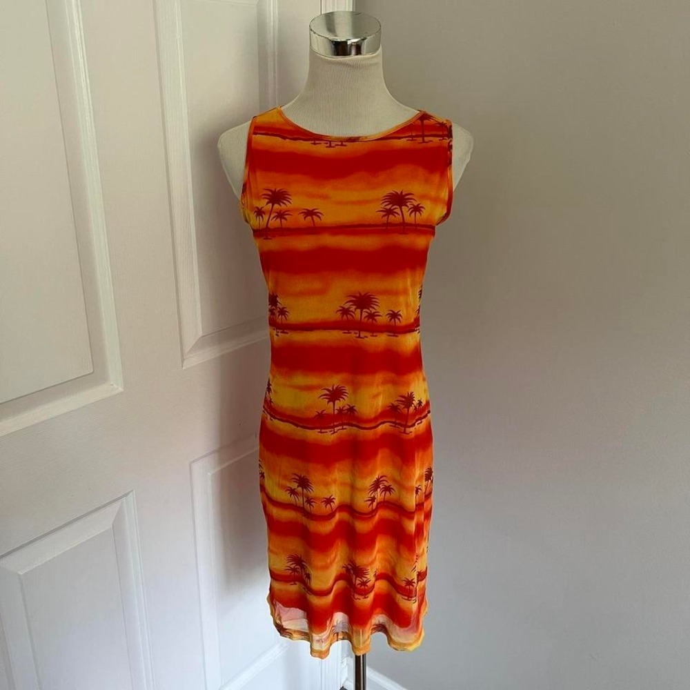Y2K ORANGE CALIFORNIA CONCEPTS TROPICAL‎ SUNSET MINI DRESS